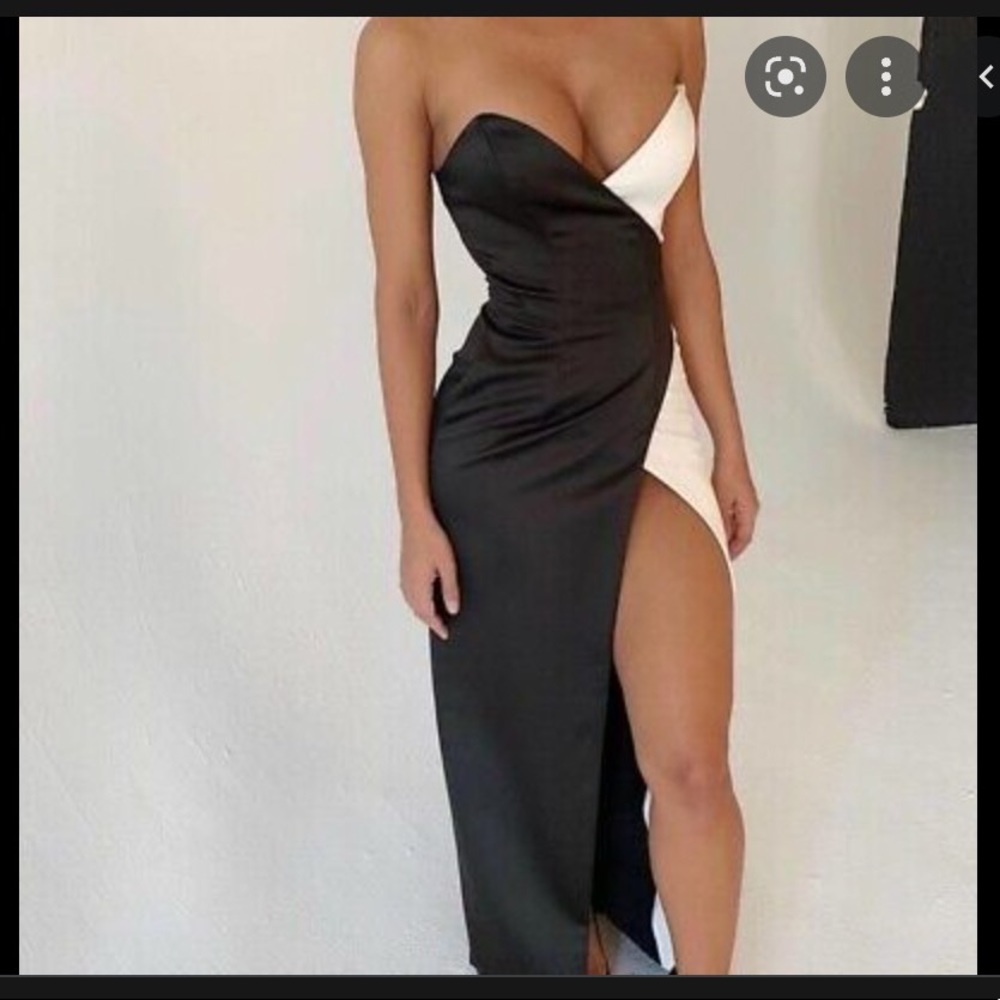HOUSE OF CB CLIO BLACK AND WHITE GOWN